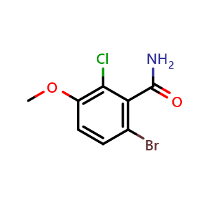 Chemical structure of 6-Bromo-2-chloro-3-methoxybenzamide , CAS 2092138-10-6, AChemBlock W164977