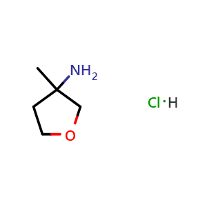 Chemical structure of 3-methyloxolan-3-amine hydrochloride , CAS 1423034-45-0, AChemBlock W164979