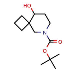 Chemical structure of tert-butyl 9-hydroxy-6-azaspiro[3 5]nonane-6-carboxylate , CAS 2383771-86-4, AChemBlock W165025