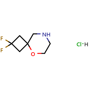 Chemical structure of 2,2-difluoro-5-oxa-8-azaspiro[3 5]nonane hydrochloride , AChemBlock W165047