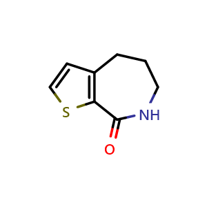 Chemical structure of 4,5,6,7-tetrahydrothieno[2,3-c]azepin-8-one , CAS 19920-63-9, AChemBlock W165049