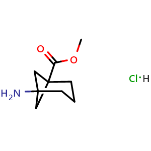 Chemical structure of methyl 5-aminonorpinane-1-carboxylate hydrochloride , CAS 2199182-69-7, AChemBlock W165052