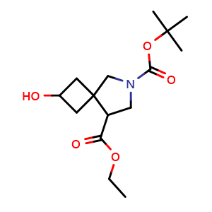 Chemical structure of O6-tert-butyl O8-ethyl 2-hydroxy-6-azaspiro[3 4]octane-6,8-dicarboxylate , CAS 2865115-28-0, AChemBlock W165058