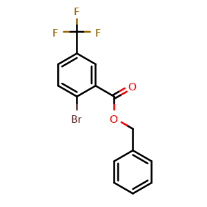 Chemical structure of Benzyl 2-bromo-5-(trifluoromethyl)benzoate , CAS 2404733-93-1, AChemBlock W165064