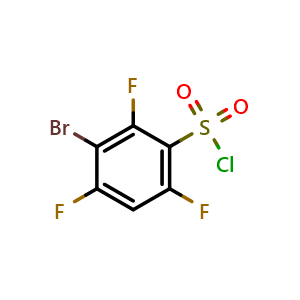 Chemical structure of 3-bromo-2,4,6-trifluoro-benzenesulfonyl chloride , CAS 2154410-88-3, AChemBlock W165078