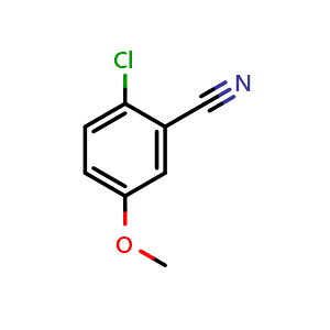 Chemical structure of 2-Chloro-5-methoxybenzonitrile , CAS 127667-00-9, AChemBlock W165086