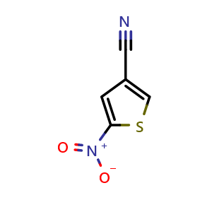 Chemical structure of 5-nitrothiophene-3-carbonitrile , CAS 42137-23-5, AChemBlock W165106