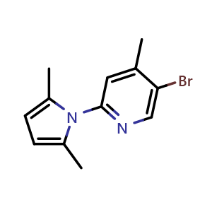 Chemical structure of 5-Bromo-2-(2,5-dimethyl-1H-pyrrol-1-yl)-4-methylpyridine , CAS 870689-06-8, AChemBlock W165124