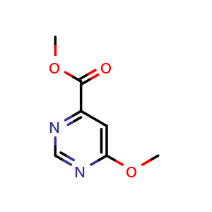 Chemical structure of methyl 6-methoxypyrimidine-4-carboxylate , CAS 1244019-84-8, AChemBlock W165136
