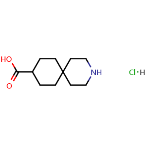 Chemical structure of 3-azaspiro[5 5]undecane-9-carboxylic acid hydrochloride , CAS 2287318-50-5, AChemBlock W165138