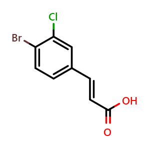 Chemical structure of (E)-3-(4-bromo-3-chlorophenyl)acrylic acid , CAS 790681-97-9, AChemBlock W165140