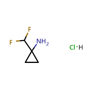 Chemical structure of 1-(difluoromethyl)cyclopropanamine hydrochloride , CAS 1803595-15-4, AChemBlock W165142