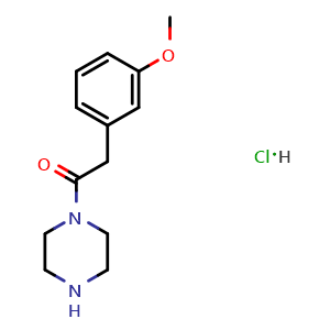 Chemical structure of 2-(3-methoxyphenyl)-1-piperazin-1-yl-ethanone hydrochloride , CAS 1356998-47-4, AChemBlock W165150