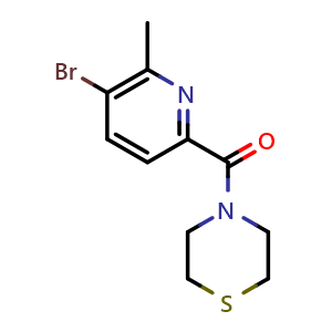 Chemical structure of (5-Bromo-6-methylpyridin-2-yl)(thiomorpholino)methanone , CAS 2404733-59-9, AChemBlock W165164
