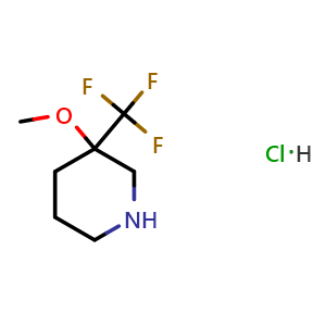 Chemical structure of 3-methoxy-3-(trifluoromethyl)piperidine hydrochloride , CAS 1803600-22-7, AChemBlock W165174