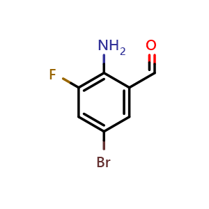 Chemical structure of 2-amino-5-bromo-3-fluorobenzaldehyde , CAS 906811-51-6, AChemBlock W165183