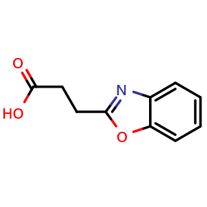 Chemical structure of 3-(1,3-benzoxazol-2-yl)propanoic acid , CAS 78757-00-3, AChemBlock W165187