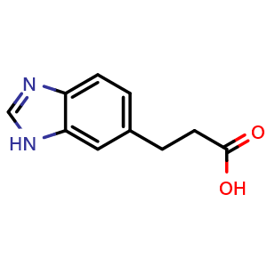 Chemical structure of 3-(1H-1,3-benzodiazol-6-yl)propanoic acid , CAS 155049-54-0, AChemBlock W165192