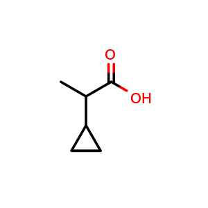 Chemical structure of 2-cyclopropylpropanoic acid , CAS 98485-33-7, AChemBlock W165193