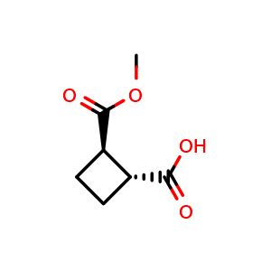 Chemical structure of (1R,2R)-2-methoxycarbonylcyclobutanecarboxylic acid , CAS 1932282-60-4, AChemBlock W165210