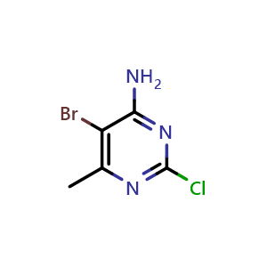 Chemical structure of 5-bromo-2-chloro-6-methyl-pyrimidin-4-amine , CAS 54093-23-1, AChemBlock W165212