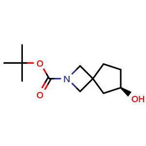 Chemical structure of tert-butyl (6R)-6-hydroxy-2-azaspiro[3 4]octane-2-carboxylate , CAS 2198241-68-6, AChemBlock W165224