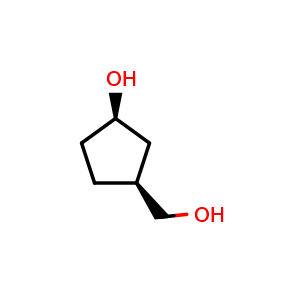 Chemical structure of cis-3-(hydroxymethyl)cyclopentanol , CAS 111292-52-5, AChemBlock W165225