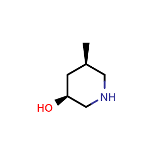 Chemical structure of (3S,5R)-5-methylpiperidin-3-ol , CAS 1932065-69-4, AChemBlock W165232