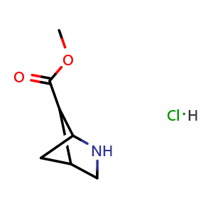 Chemical structure of methyl 2-azabicyclo[2 1 1]hexane-5-carboxylate hydrochloride , CAS 1824260-58-3, AChemBlock W165269