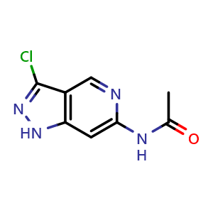 Chemical structure of N-(3-chloro-1H-pyrazolo[4,3-c]pyridin-6-yl)acetamide , CAS 2725790-83-8, AChemBlock W165275