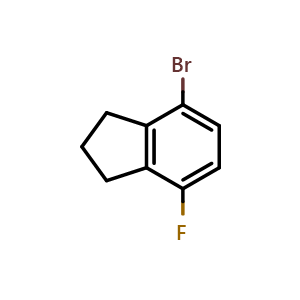 Chemical structure of 4-bromo-7-fluoro-indane , CAS 2332943-95-8, AChemBlock W165290