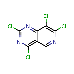 Chemical structure of 2,4,7,8-tetrachloropyrido[4,3-d]pyrimidine , CAS 2454396-63-3, AChemBlock W165310