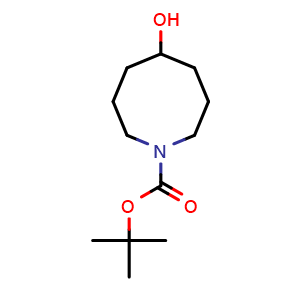 Chemical structure of tert-butyl 5-hydroxyazocane-1-carboxylate , CAS 2117725-20-7, AChemBlock W165331
