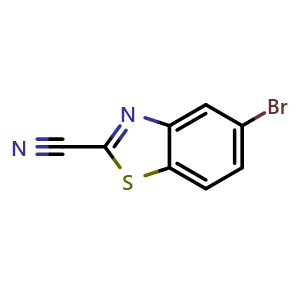 Chemical structure of 5-bromo-1,3-benzothiazole-2-carbonitrile , CAS 1188023-69-9, AChemBlock W165339