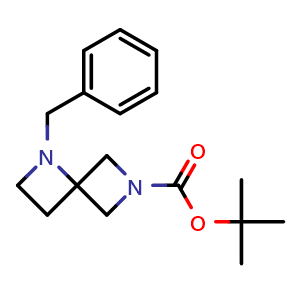 Chemical structure of tert-butyl 1-benzyl-1,6-diazaspiro[3 3]heptane-6-carboxylate , CAS 1431868-59-5, AChemBlock W165340