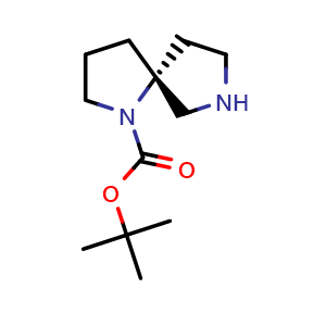 Chemical structure of tert-butyl (5R)-1,7-diazaspiro[4 4]nonane-1-carboxylate , CAS 2165623-83-4, AChemBlock W165341
