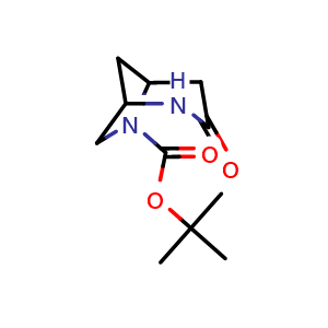 Chemical structure of tert-butyl 3-oxo-2,6-diazabicyclo[3 2 1]octane-6-carboxylate , CAS 1803571-82-5, AChemBlock W165344