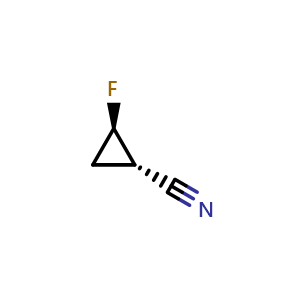 Chemical structure of trans-2-fluorocyclopropanecarbonitrile , CAS 1706444-84-9, AChemBlock W165346