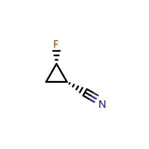 Chemical structure of cis-2-fluorocyclopropanecarbonitrile , CAS 1706463-43-5, AChemBlock W165347