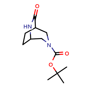 Chemical structure of tert-butyl 7-oxo-3,6-diazabicyclo[3 2 2]nonane-3-carboxylate , CAS 1784807-21-1, AChemBlock W165349
