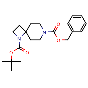 Chemical structure of O7-benzyl O1-tert-butyl 1,7-diazaspiro[3 5]nonane-1,7-dicarboxylate , CAS 1936016-59-9, AChemBlock W165357