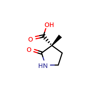 Chemical structure of (3R)-3-methyl-2-oxo-pyrrolidine-3-carboxylic acid , CAS 1453178-92-1, AChemBlock W165359