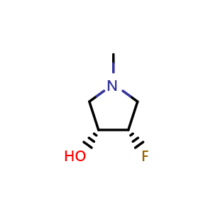 Chemical structure of (3R,4S)-4-fluoro-1-methyl-pyrrolidin-3-ol , CAS 1932370-13-2, AChemBlock W165372