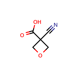 Chemical structure of 3-cyanooxetane-3-carboxylic acid , CAS 1609178-60-0, AChemBlock W165374