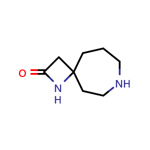 Chemical structure of 1,8-diazaspiro[3 6]decan-2-one , CAS 2274090-17-2, AChemBlock W165377