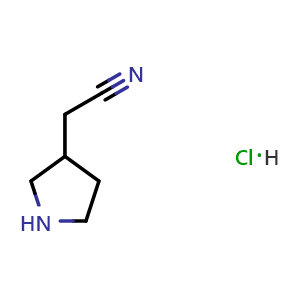 Chemical structure of 2-pyrrolidin-3-ylacetonitrile hydrochloride , CAS 152400-87-8, AChemBlock W165404