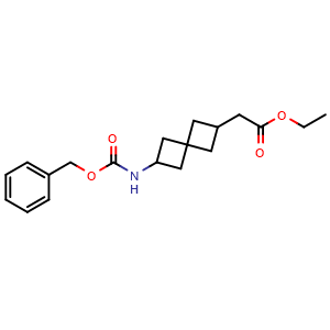 Chemical structure of ethyl (s)-2-[2-(benzyloxycarbonylamino)spiro[3 3]heptan-6-yl]acetate , AChemBlock W165411