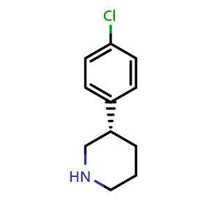 Chemical structure of (3S)-3-(4-chlorophenyl)piperidine , CAS 1336067-62-9, AChemBlock W165424