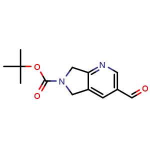 Chemical structure of tert-butyl 3-formyl-5,7-dihydropyrrolo[3,4-b]pyridine-6-carboxylate , CAS 2924020-81-3, AChemBlock W165434
