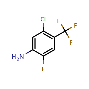 Chemical structure of 5-chloro-2-fluoro-4-(trifluoromethyl)aniline , CAS 114973-23-8, AChemBlock W165439